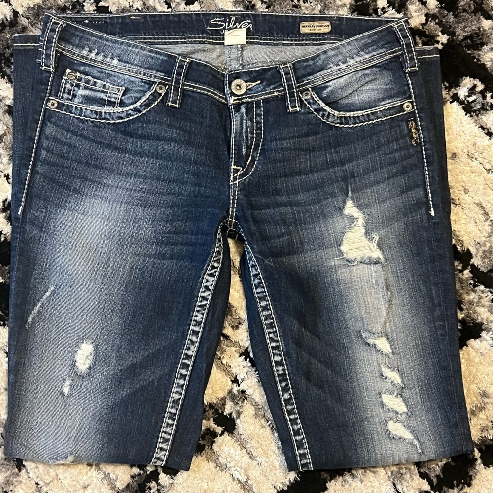 Silver Jeans Women's Dark Blue Distressed  Jeans